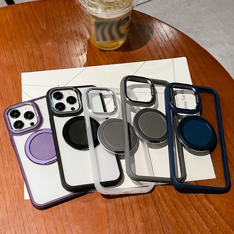For iPhone 14 Transparent MagSafe Magnetic Holder Phone Case