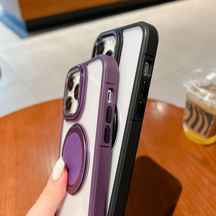 For iPhone 14 Pro Max Transparent MagSafe Magnetic Holder Phone Case