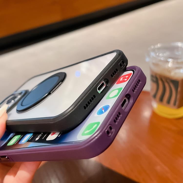 For iPhone 15 Pro Max Transparent MagSafe Magnetic Holder Phone Case