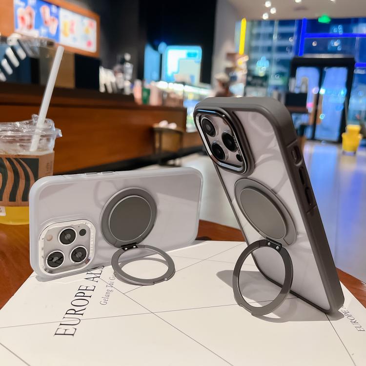 For iPhone 15 Pro Transparent MagSafe Magnetic Holder Phone Case