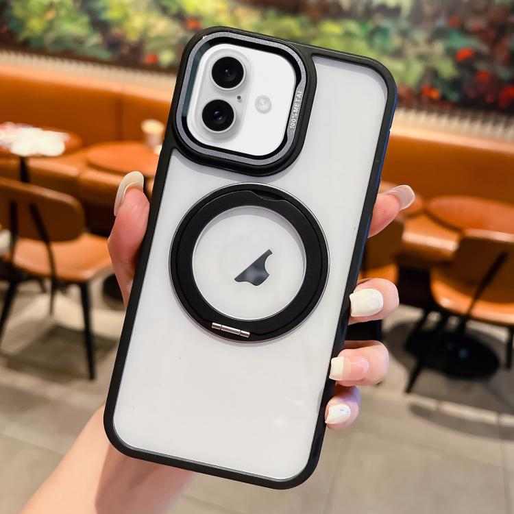 For iPhone 16 Plus Transparent MagSafe Ring Holder Phone Case