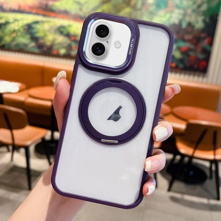 For iPhone 16 Plus Transparent MagSafe Ring Holder Phone Case