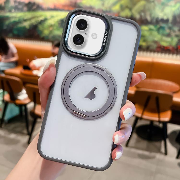 For iPhone 16 Plus Transparent MagSafe Ring Holder Phone Case