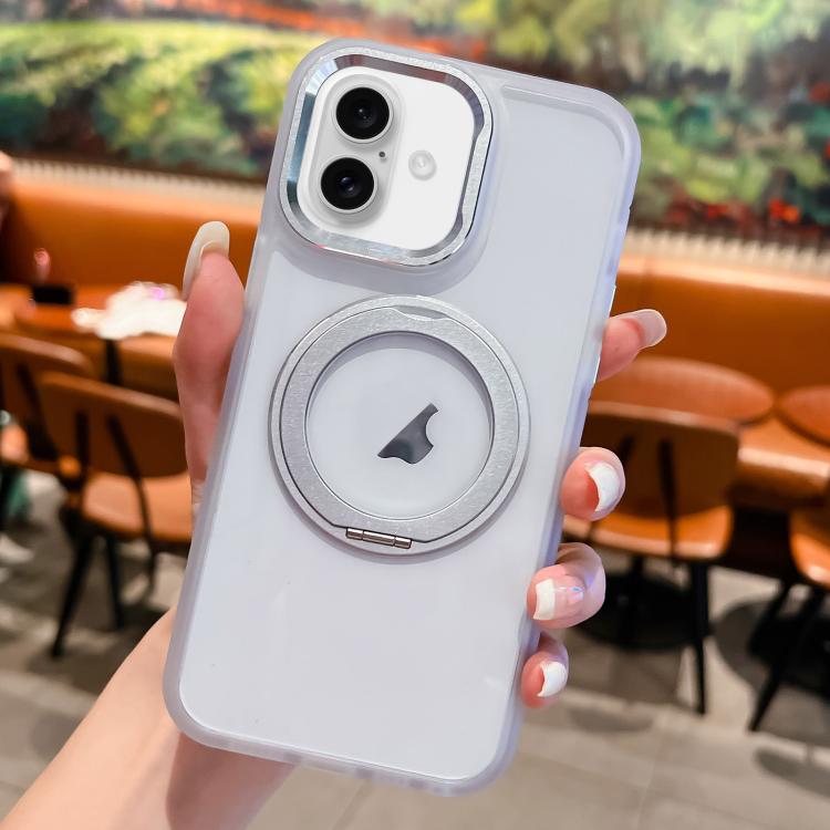 For iPhone 16 Transparent MagSafe Ring Holder Phone Case