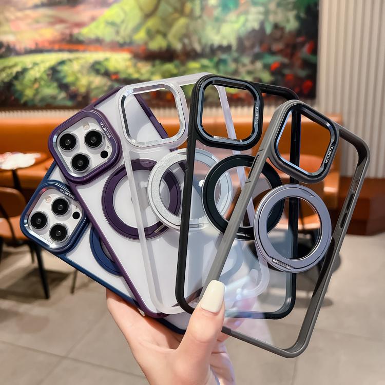 For iPhone 16 Transparent MagSafe Ring Holder Phone Case