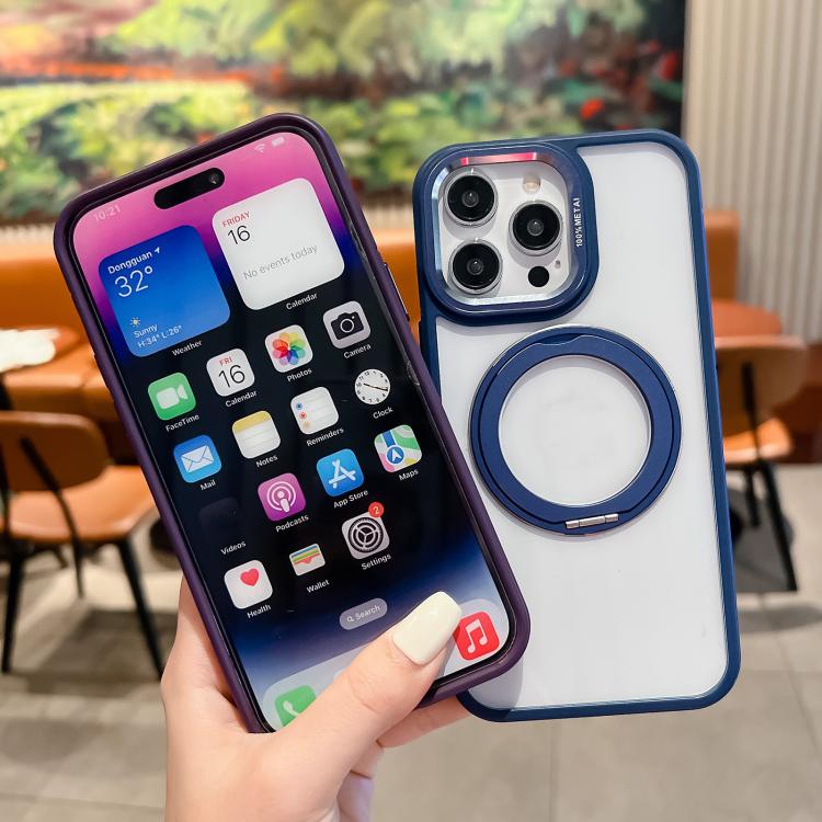 For iPhone 16 Pro Max Transparent MagSafe Ring Holder Phone Case