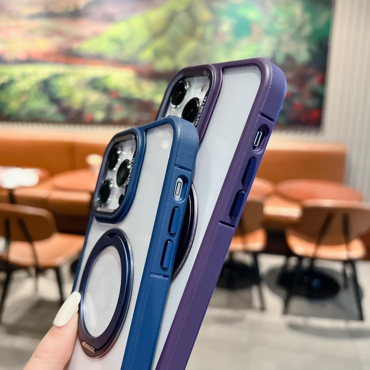 For iPhone 15 Plus Transparent MagSafe Ring Holder Phone Case