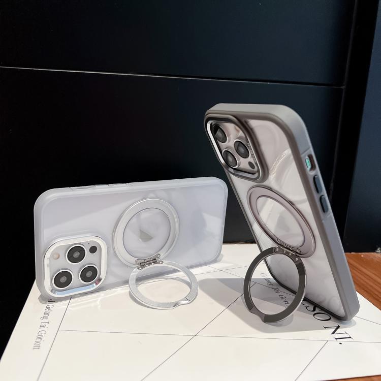 For iPhone 16 Pro Transparent MagSafe Ring Holder Phone Case