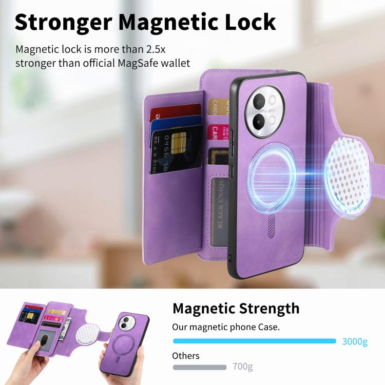 For vivo S18e 5G Ring Zipper Wallet RFID Blocking MagSafe Leather Phone Case
