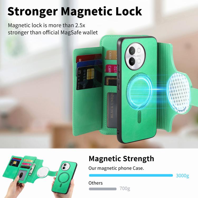 For vivo S18e 5G Ring Zipper Wallet RFID Blocking MagSafe Leather Phone Case