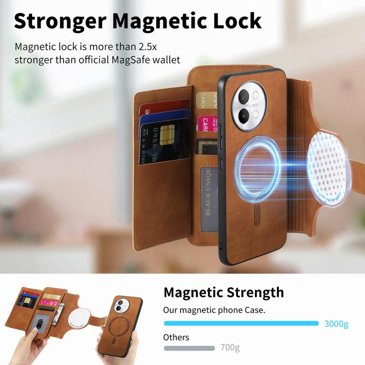 For vivo S18e 5G Ring Zipper Wallet RFID Blocking MagSafe Leather Phone Case