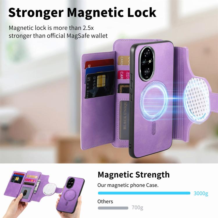 For Honor 200 Pro Ring Zipper Wallet RFID Blocking MagSafe Leather Phone Case