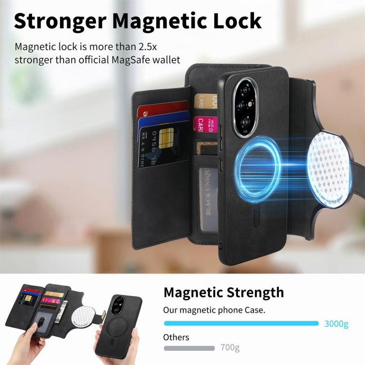 For Honor 200 Pro Ring Zipper Wallet RFID Blocking MagSafe Leather Phone Case