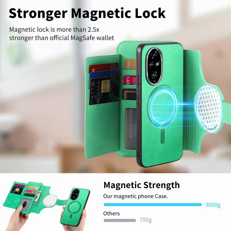 For Honor 200 Pro Ring Zipper Wallet RFID Blocking MagSafe Leather Phone Case