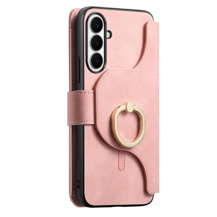 For Galaxy S24 FE 5G Ring Zipper Wallet RFID Blocking MagSafe Leather Phone Case