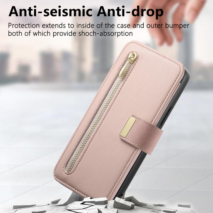 For Galaxy S24 FE 5G Ring Zipper Wallet RFID Blocking MagSafe Leather Phone Case