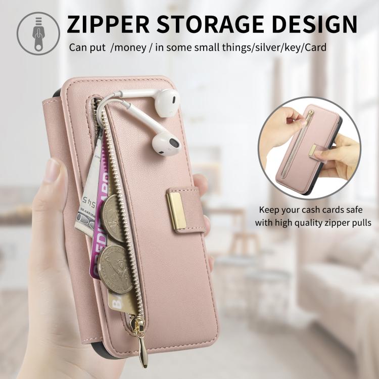 For Galaxy S24 FE 5G Ring Zipper Wallet RFID Blocking MagSafe Leather Phone Case