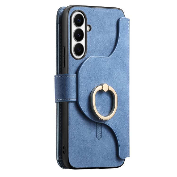 For Galaxy S24 FE 5G Ring Zipper Wallet RFID Blocking MagSafe Leather Phone Case