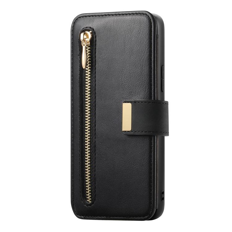 For Galaxy S24 FE 5G Ring Zipper Wallet RFID Blocking MagSafe Leather Phone Case