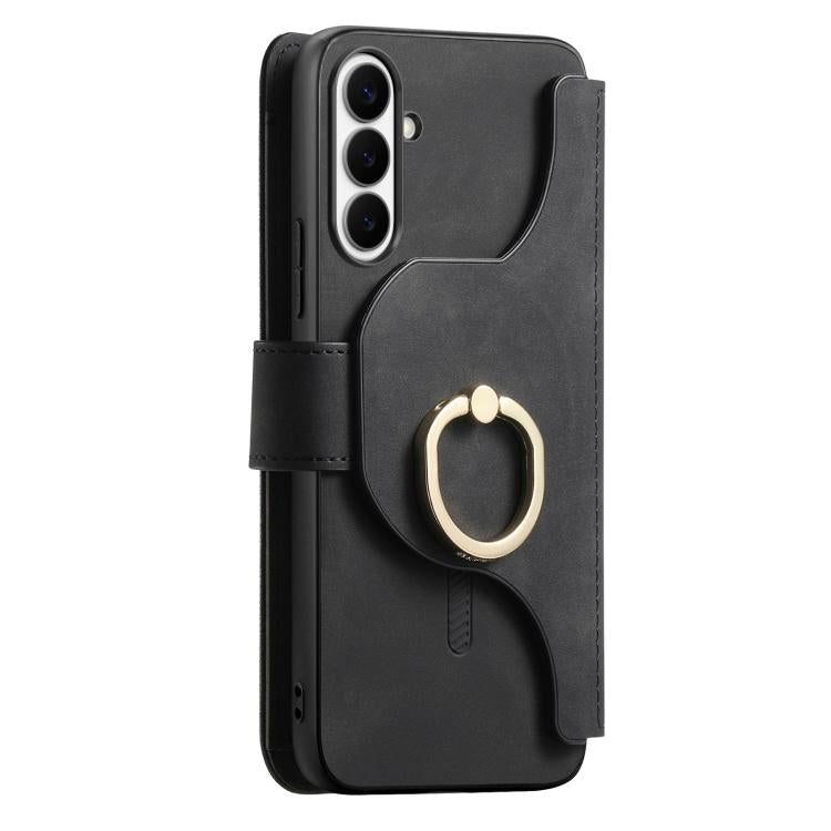 For Galaxy S24 FE 5G Ring Zipper Wallet RFID Blocking MagSafe Leather Phone Case