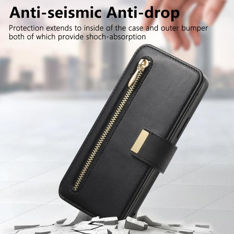 For Galaxy S24 FE 5G Ring Zipper Wallet RFID Blocking MagSafe Leather Phone Case
