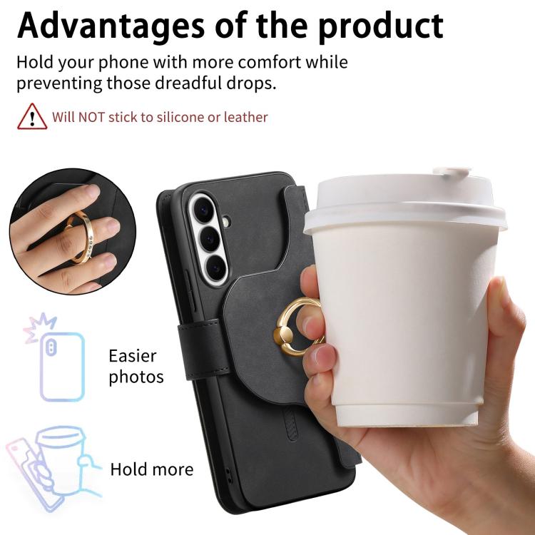 For Galaxy S24 FE 5G Ring Zipper Wallet RFID Blocking MagSafe Leather Phone Case