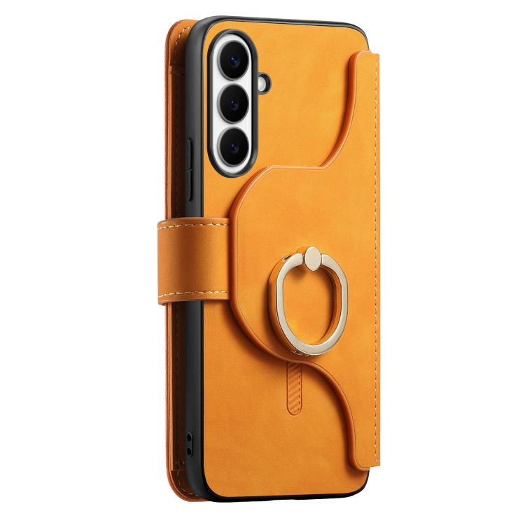 For Galaxy S24 FE 5G Ring Zipper Wallet RFID Blocking MagSafe Leather Phone Case