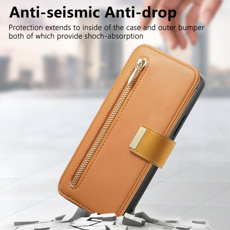 For Galaxy S24 FE 5G Ring Zipper Wallet RFID Blocking MagSafe Leather Phone Case