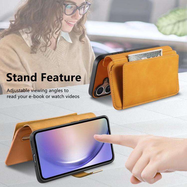 For Galaxy S24 FE 5G Ring Zipper Wallet RFID Blocking MagSafe Leather Phone Case