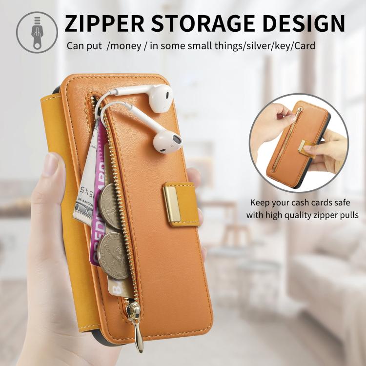 For Galaxy S24 FE 5G Ring Zipper Wallet RFID Blocking MagSafe Leather Phone Case