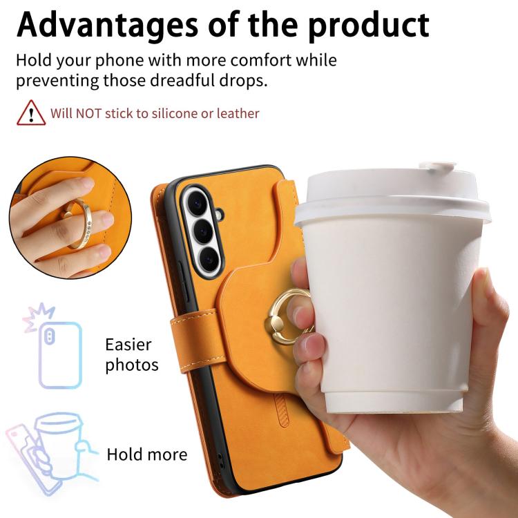For Galaxy S24 FE 5G Ring Zipper Wallet RFID Blocking MagSafe Leather Phone Case