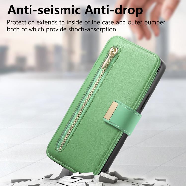For Galaxy S24 FE 5G Ring Zipper Wallet RFID Blocking MagSafe Leather Phone Case