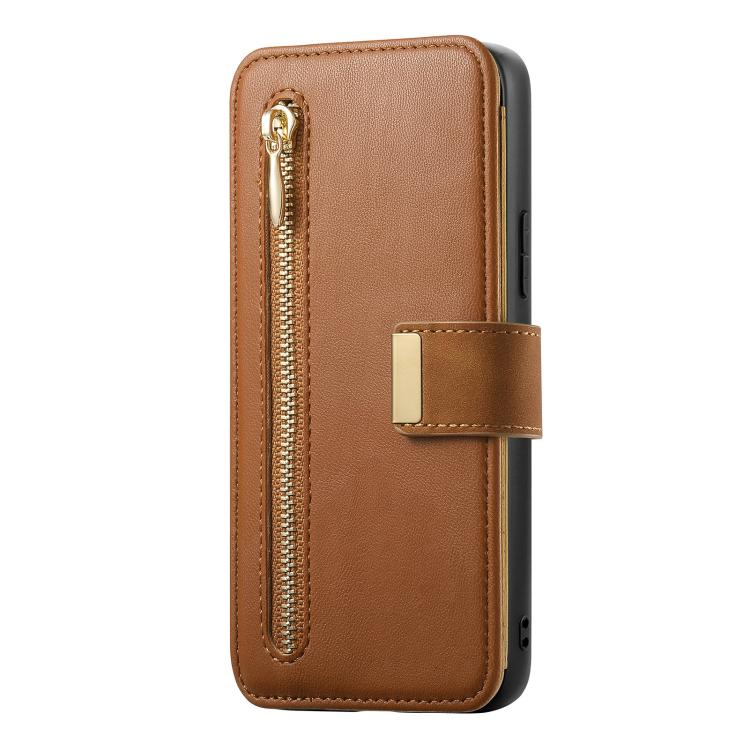 For Galaxy S24 FE 5G Ring Zipper Wallet RFID Blocking MagSafe Leather Phone Case