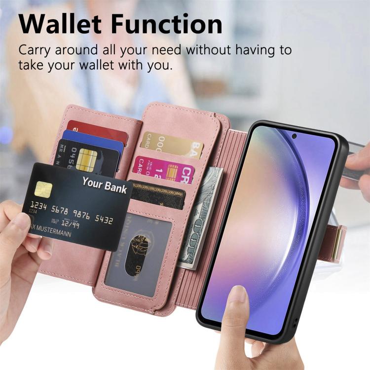 For Galaxy S25 FE 5G Ring Zipper Wallet RFID Blocking MagSafe Leather Phone Case
