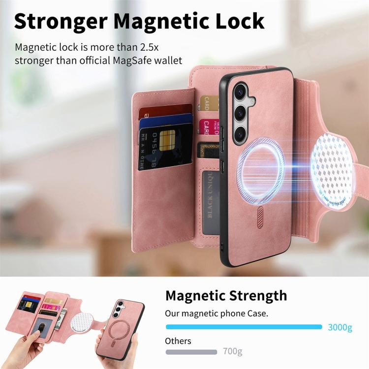 For Galaxy S25 FE 5G Ring Zipper Wallet RFID Blocking MagSafe Leather Phone Case