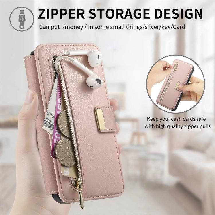 For Galaxy S25 FE 5G Ring Zipper Wallet RFID Blocking MagSafe Leather Phone Case