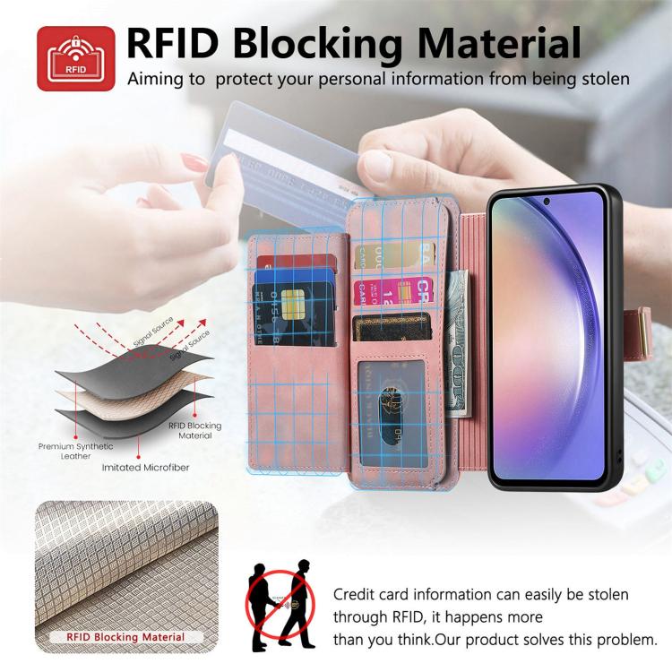 For Galaxy S25 FE 5G Ring Zipper Wallet RFID Blocking MagSafe Leather Phone Case