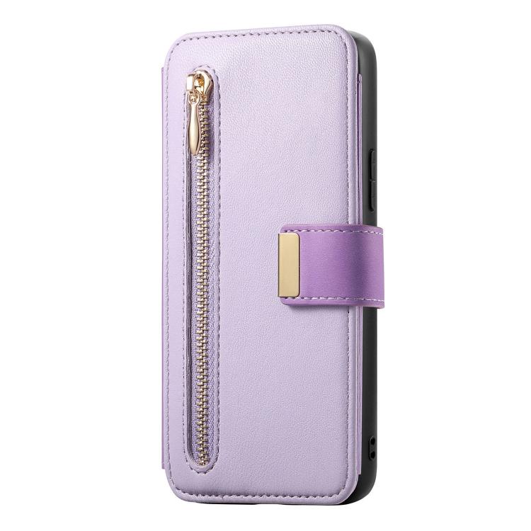 For Galaxy S25 FE 5G Ring Zipper Wallet RFID Blocking MagSafe Leather Phone Case