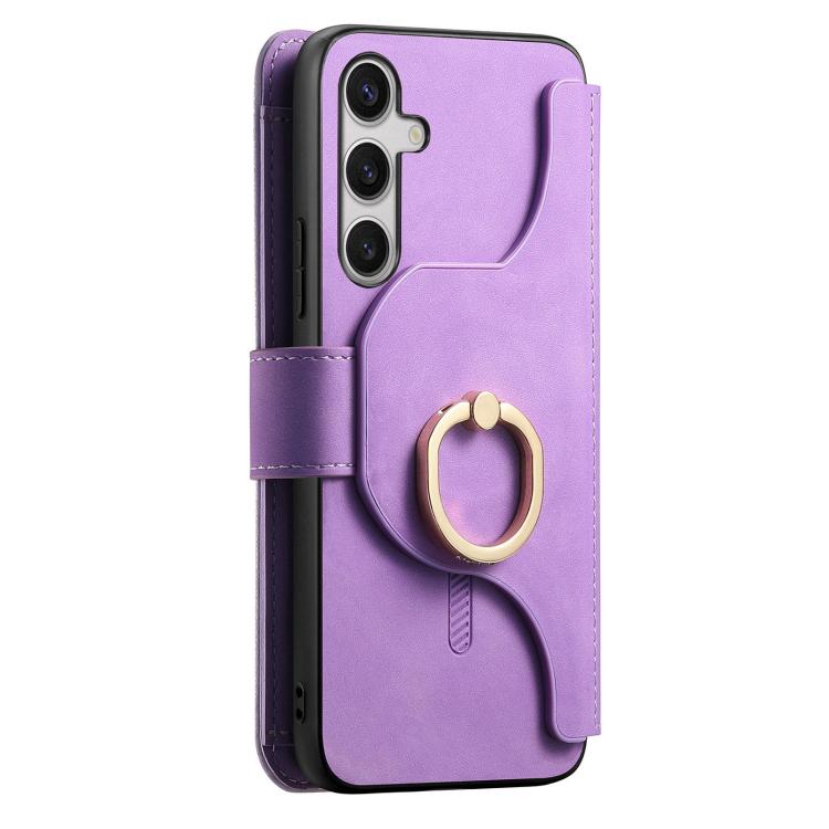 For Galaxy S25 FE 5G Ring Zipper Wallet RFID Blocking MagSafe Leather Phone Case