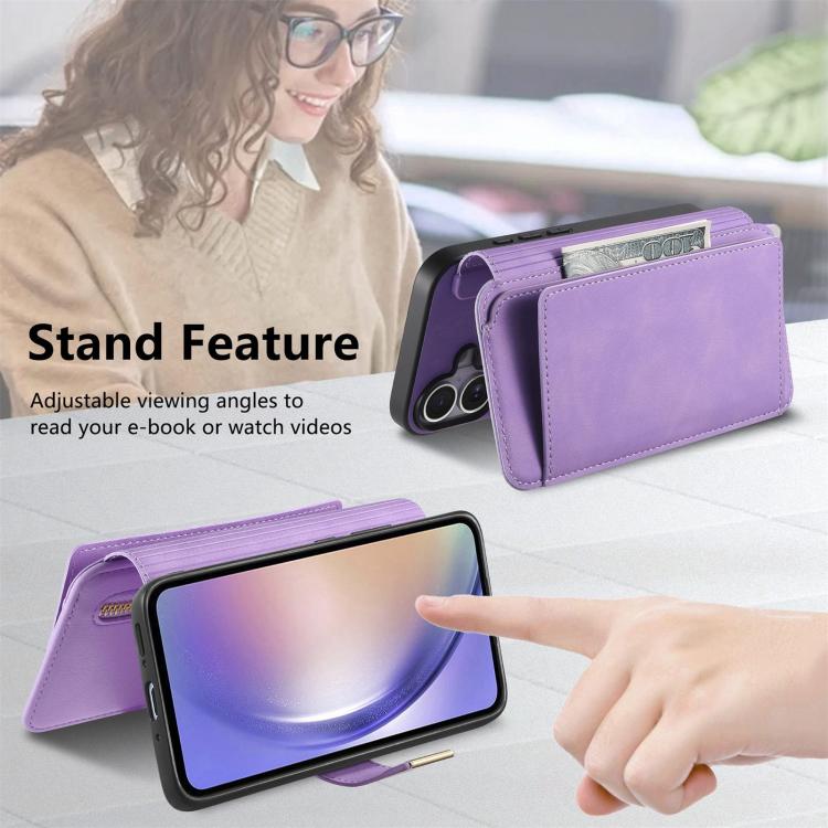 For Galaxy S25 FE 5G Ring Zipper Wallet RFID Blocking MagSafe Leather Phone Case
