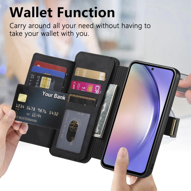 For Galaxy S25 FE 5G Ring Zipper Wallet RFID Blocking MagSafe Leather Phone Case