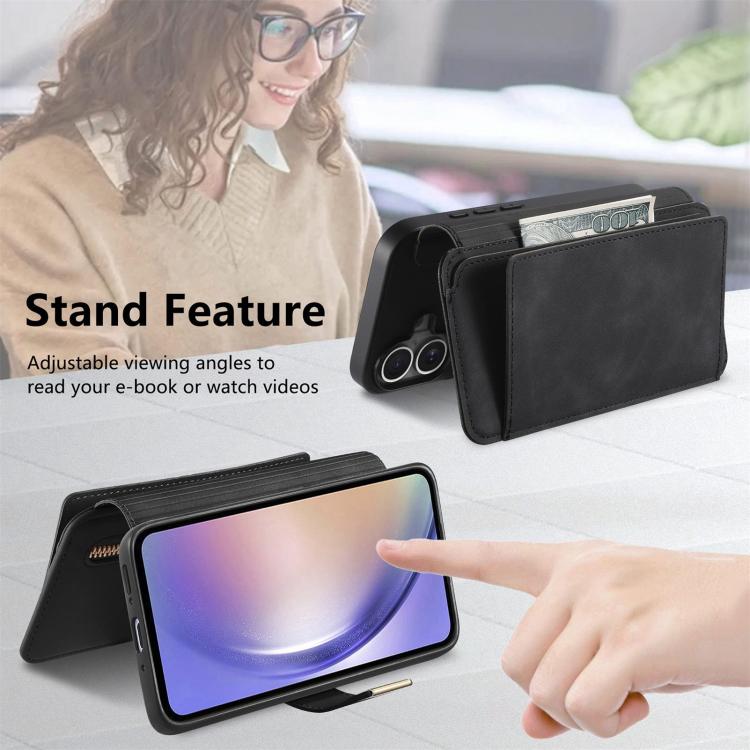 For Galaxy S25 FE 5G Ring Zipper Wallet RFID Blocking MagSafe Leather Phone Case