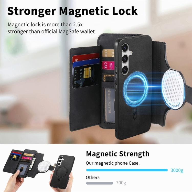 For Galaxy S25 FE 5G Ring Zipper Wallet RFID Blocking MagSafe Leather Phone Case