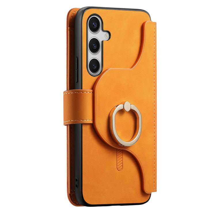 For Galaxy S25 FE 5G Ring Zipper Wallet RFID Blocking MagSafe Leather Phone Case