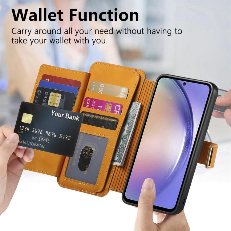For Galaxy S25 FE 5G Ring Zipper Wallet RFID Blocking MagSafe Leather Phone Case
