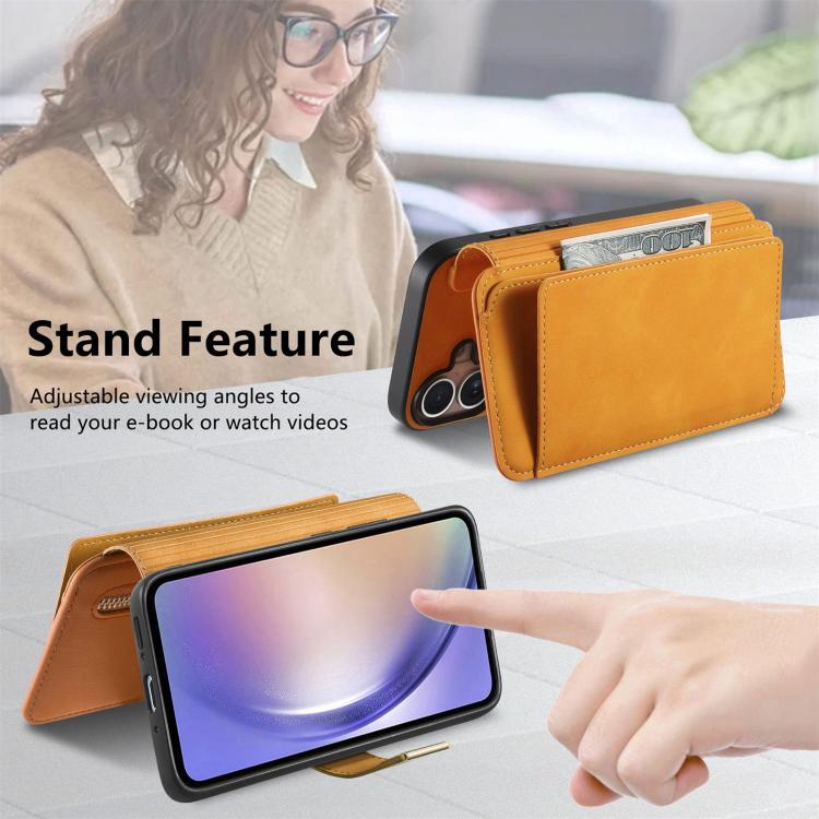 For Galaxy S25 FE 5G Ring Zipper Wallet RFID Blocking MagSafe Leather Phone Case
