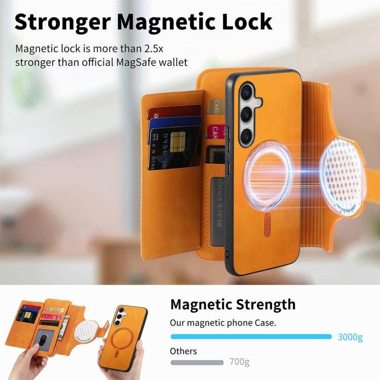 For Galaxy S25 FE 5G Ring Zipper Wallet RFID Blocking MagSafe Leather Phone Case