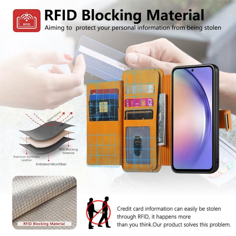 For Galaxy S25 FE 5G Ring Zipper Wallet RFID Blocking MagSafe Leather Phone Case