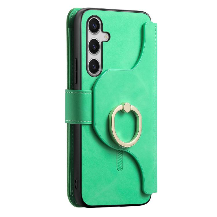 For Galaxy S25 FE 5G Ring Zipper Wallet RFID Blocking MagSafe Leather Phone Case