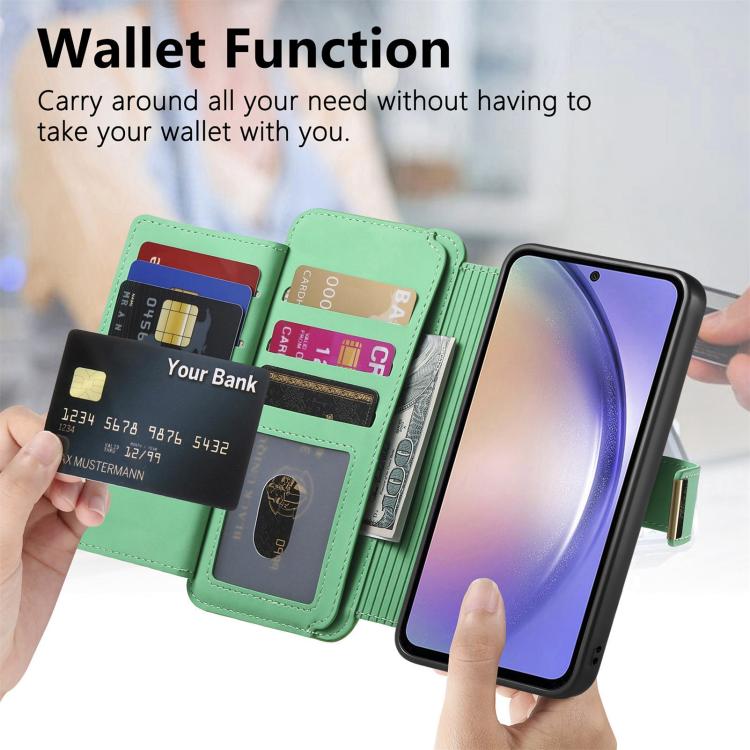 For Galaxy S25 FE 5G Ring Zipper Wallet RFID Blocking MagSafe Leather Phone Case